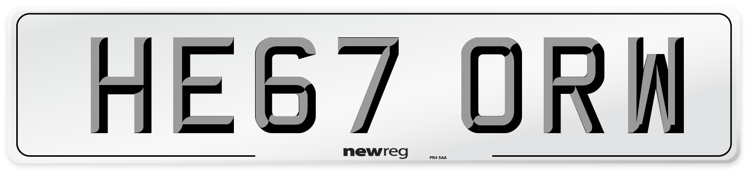 HE67 ORW Number Plate from New Reg